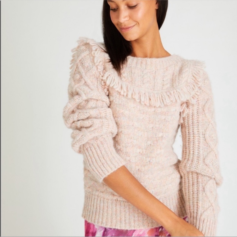 Love Shack Fancy Kingston Bow Sweater Pink Size Small - Picture 15 of 16